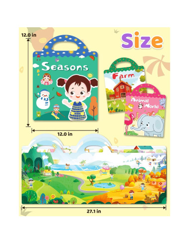 Benresive Libro de Pegatinas Reutilizables para Niños 2-4 Años