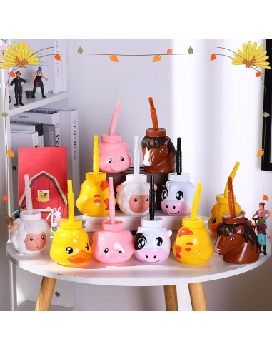 Tazas de Animales de Granja Roshtia 12 Piezas 325 ml