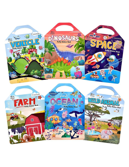 Set de 6 Libros de Stickers Puffy Cosomia 3D Reutilizables