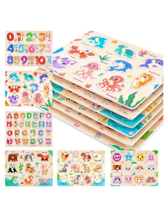 Rompecabezas Montessori de Madera 6 PCS para Niños 3-5 Años