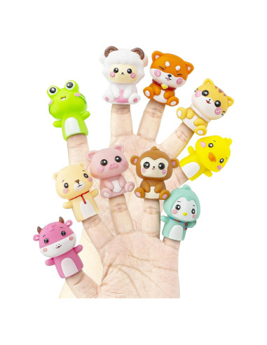Conjunto de Marionetas de Dedos AQKILO, 10 Animales Educativos