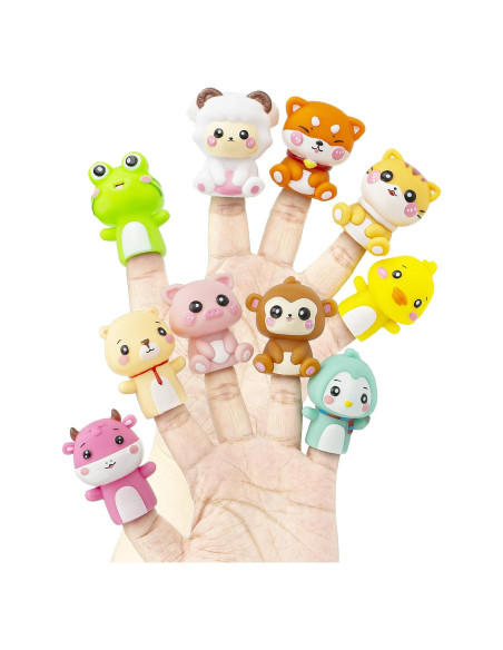 Conjunto de Marionetas de Dedos AQKILO, 10 Animales Educativos