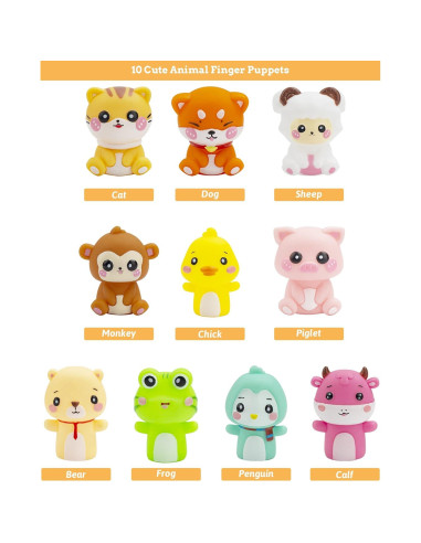 Conjunto de Marionetas de Dedos AQKILO, 10 Animales Educativos