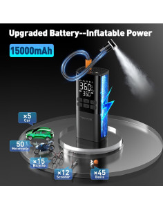 Compresor de Aire Portátil Teffim 150PSI 15000mAh con Luz LED 2