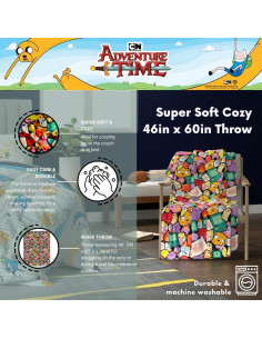 Manta Franco Adventure Time 116x152 cm Suave y Colorida 2