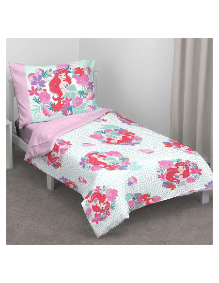Juego de Cama Disney Ariel Jardín Marino 4 Piezas Rosa Aqua Juego de Cama Disney Ariel Jardín Marino 4 Piezas Rosa Aqua