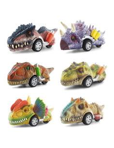 Coches de Dinosaurios DINOBROS Retroceso 6 Piezas para Niños