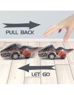 Coches de Dinosaurios DINOBROS Retroceso 6 Piezas para Niños 2