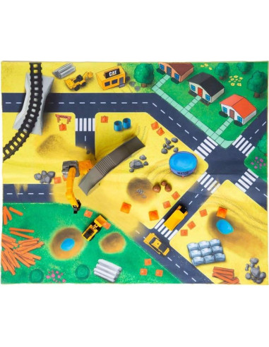 Alfombrilla de Juego CAT con Vehículos de Construcción