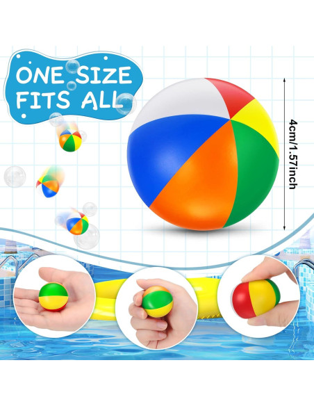 70 Mini Pelotas de Playa Arcoíris Sosation 4 cm para Fiesta