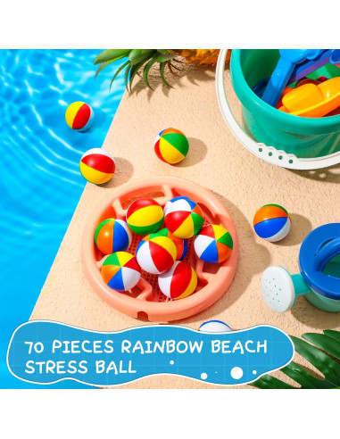 70 Mini Pelotas de Playa Arcoíris Sosation 4 cm para Fiesta