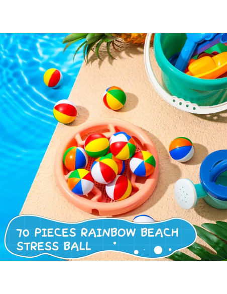 70 Mini Pelotas de Playa Arcoíris Sosation 4 cm para Fiesta
