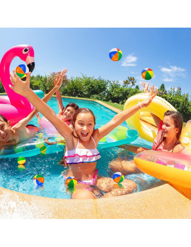 70 Mini Pelotas de Playa Arcoíris Sosation 4 cm para Fiesta
