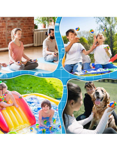 70 Mini Pelotas de Playa Arcoíris Sosation 4 cm para Fiesta