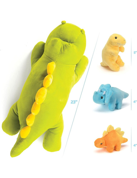 Dinosaurio Stegosaurus Prextex 38 cm con 3 peluches
