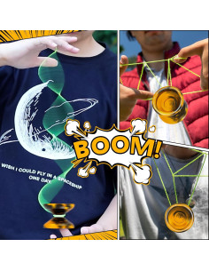 Yoyo Profesional FETESNICE 003 para Niños y Adultos - Negro Dorado 2