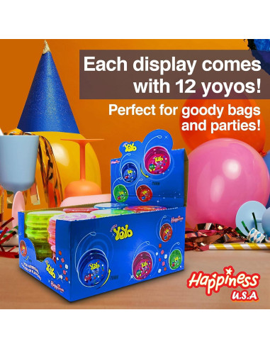 YoYo de Caramelo Happiness USA 12 Unidades Sabor Fresa