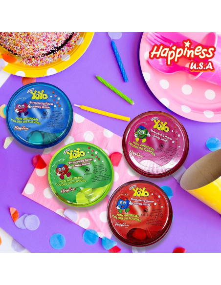 YoYo de Caramelo Happiness USA 12 Unidades Sabor Fresa