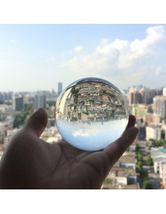 Esfera de Cristal Claro 40mm Hilitand con Soporte de Madera 2