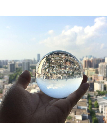 Esfera de Cristal Claro 40mm Hilitand con Soporte de Madera