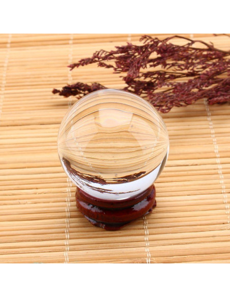 Esfera de Cristal Claro 40mm Hilitand con Soporte de Madera