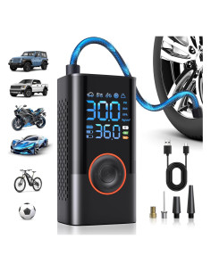 Compresor de Aire Portátil QYQBOON 150 PSI con Manómetro LCD