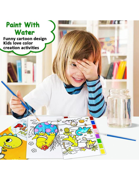 Libro de Colorear Acuarela JZILU Dinosaurios - Kit de Pintura