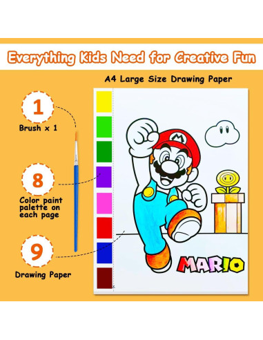 Libro de Colorear Acuarelas JZILU para Niños - Kit de Pintura