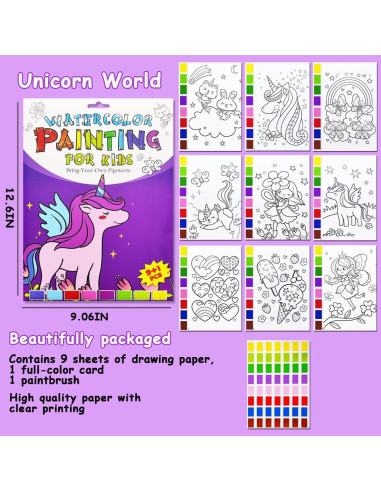 Libro de Colorear Acuarelas JZILU Unicornio 30x22 cm