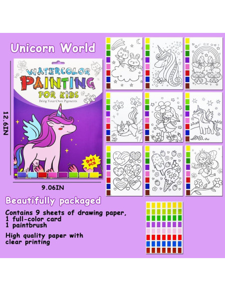 Libro de Colorear Acuarelas JZILU Unicornio 30x22 cm