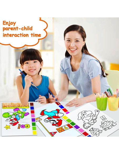 Libro de Colorear Acuarelas JZILU para Niños - Kit de Pintura