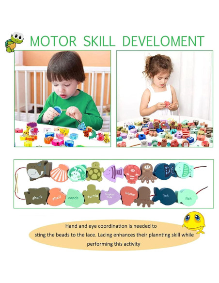 Cuentas de Enhebrar de Madera Intsinzi 47 Piezas Educativas