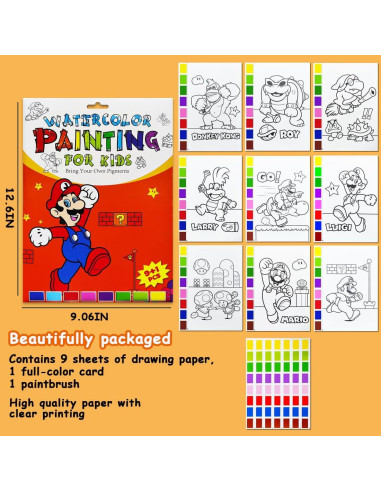 Libro de Colorear Acuarelas JZILU para Niños - Kit de Pintura
