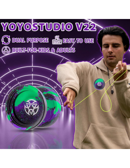 Yoyo Profesional YOYOSTUDIO V22 con Accesorios - Negro Verde