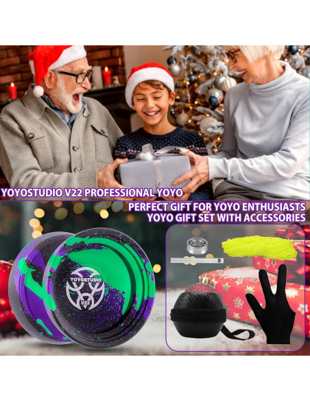 Yoyo Profesional YOYOSTUDIO V22 con Accesorios - Negro Verde