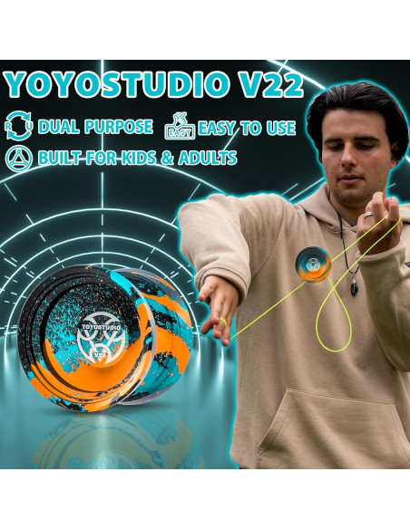 Yoyo Profesional V22 YOYOSTUDIO con Accesorios - Negro Azul Naranja