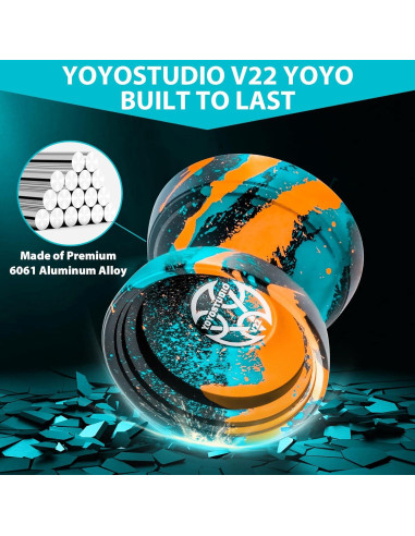 Yoyo Profesional V22 YOYOSTUDIO con Accesorios - Negro Azul Naranja
