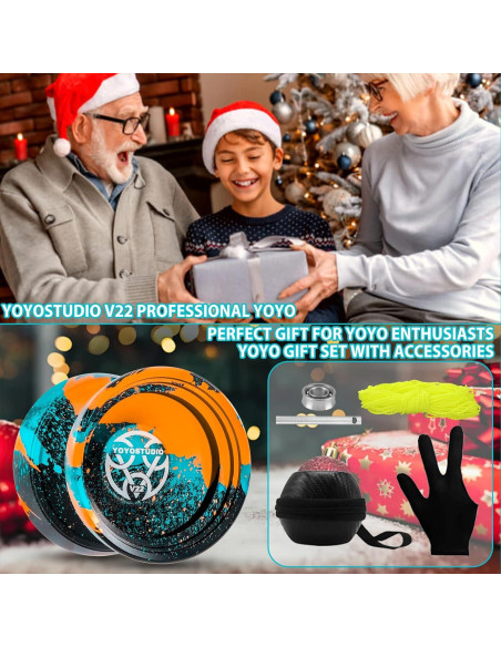 Yoyo Profesional V22 YOYOSTUDIO con Accesorios - Negro Azul Naranja