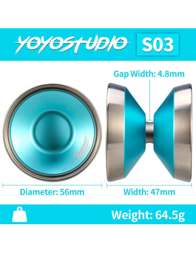 Yoyo Bi-Metal YOYOSTUDIO S03 Azul Plata Profesional