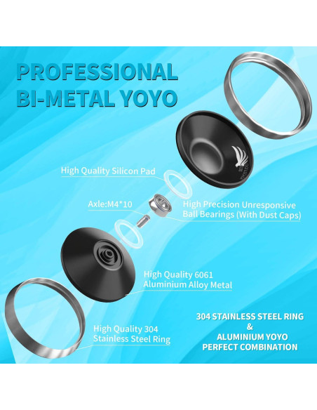 Yoyo Profesional Bi-Metal YOYOSTUDIO S03 Negro Plata