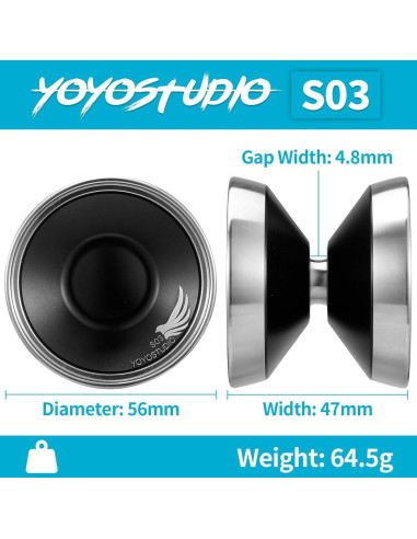 Yoyo Profesional Bi-Metal YOYOSTUDIO S03 Negro Plata