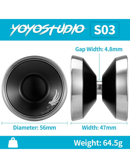 Yoyo Profesional Bi-Metal YOYOSTUDIO S03 Negro Plata