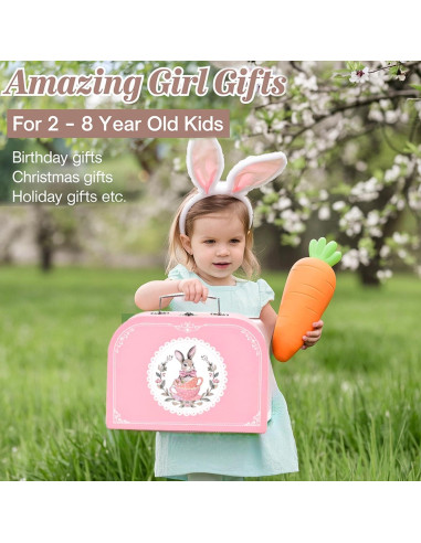 Juego de Té de Conejo - 46 Piezas para Niños 3 a 5 Años