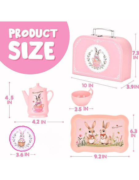 Juego de Té de Conejo - 46 Piezas para Niños 3 a 5 Años