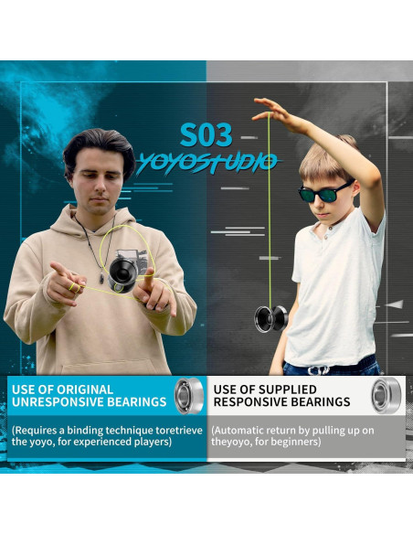 Yoyo Profesional Bi-Metal YOYOSTUDIO S03 Negro Plata