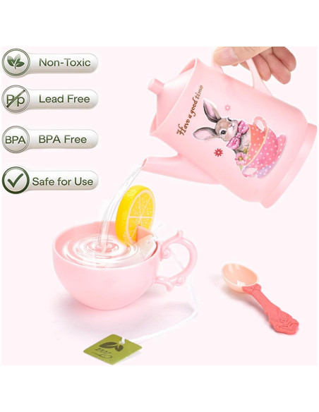 Juego de Té de Conejo - 46 Piezas para Niños 3 a 5 Años