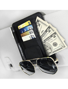 Organizador de Visera Solar Aturmon Mini Cuero Negro 15.5x12.5cm 2