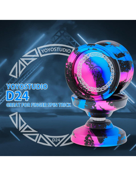Yoyo Profesional D24 YoYoStudio para Trucos - Negro Azul Rosa