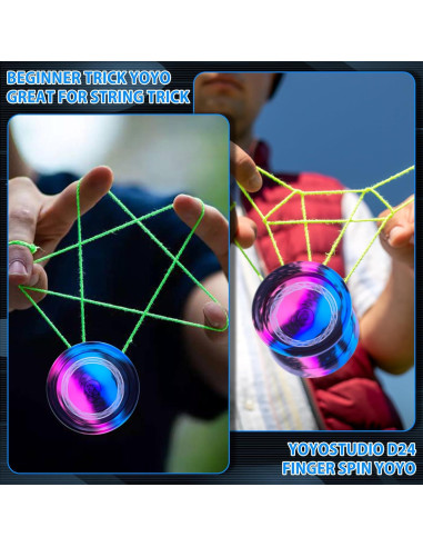 Yoyo Profesional D24 YoYoStudio para Trucos - Negro Azul Rosa