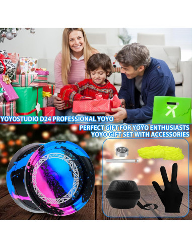 Yoyo Profesional D24 YoYoStudio para Trucos - Negro Azul Rosa